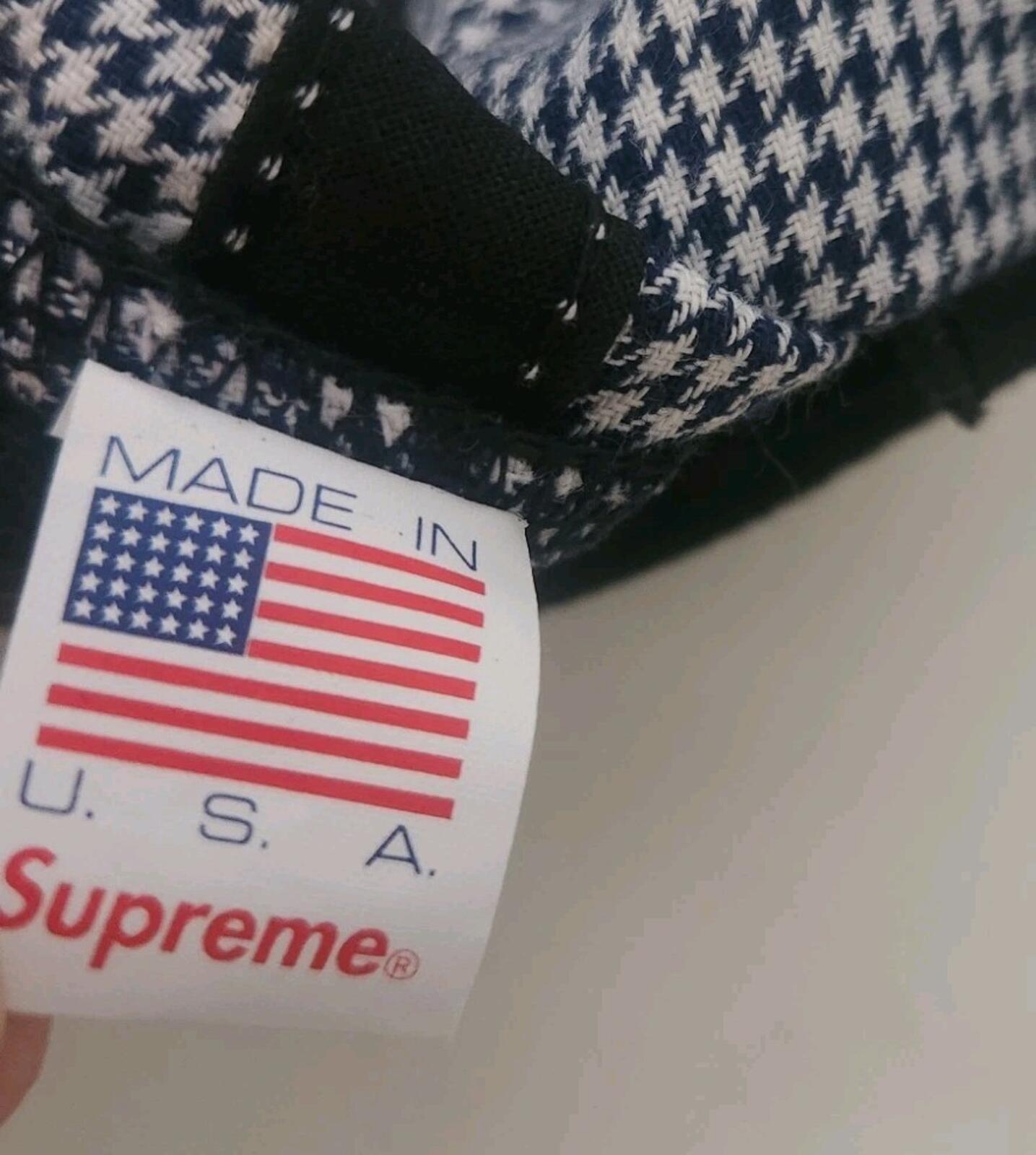 SS12 Supreme Houndstooth 5-panel cap grey hat rare vintage 2012 made in U.S.A