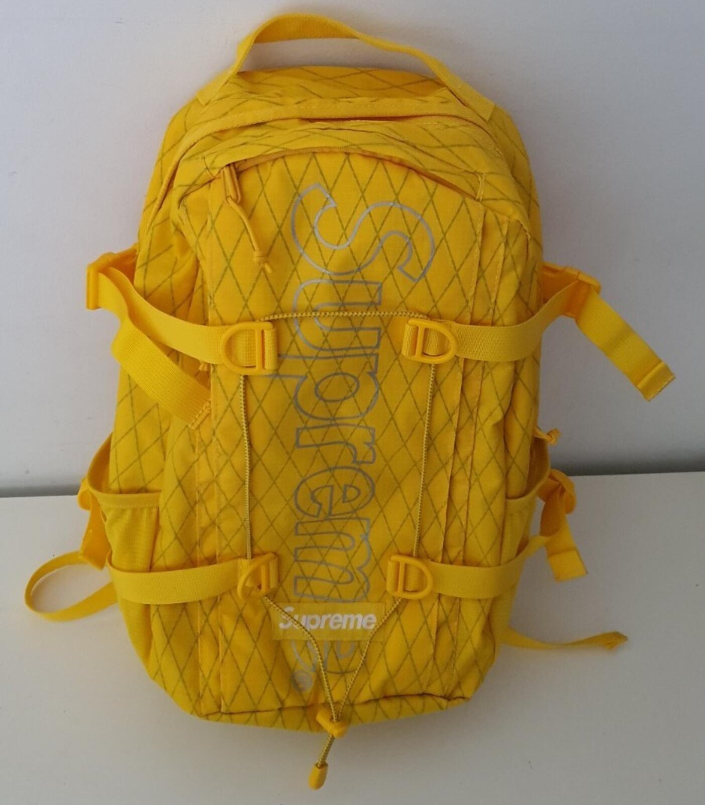 FW18 Supreme yellow backpack water and abrasion resistant box logo Bag Rucksack