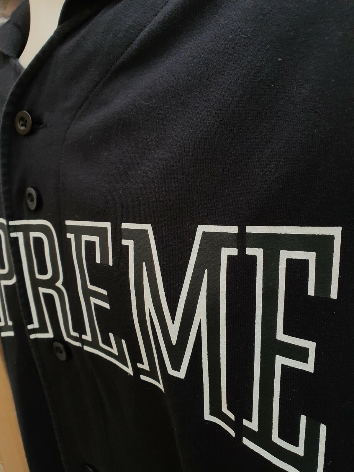 SS16 Supreme Hooded Baseball Top Black Size XL