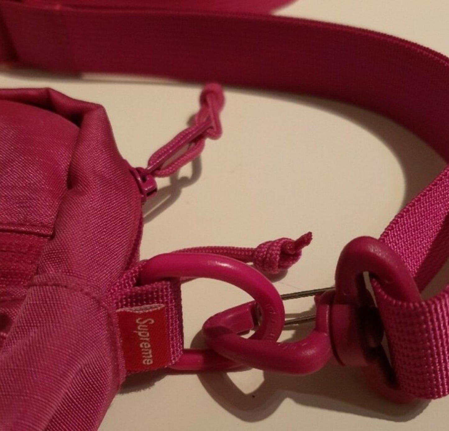 SS17 Supreme small shoulder bag magenta Cordura fabric