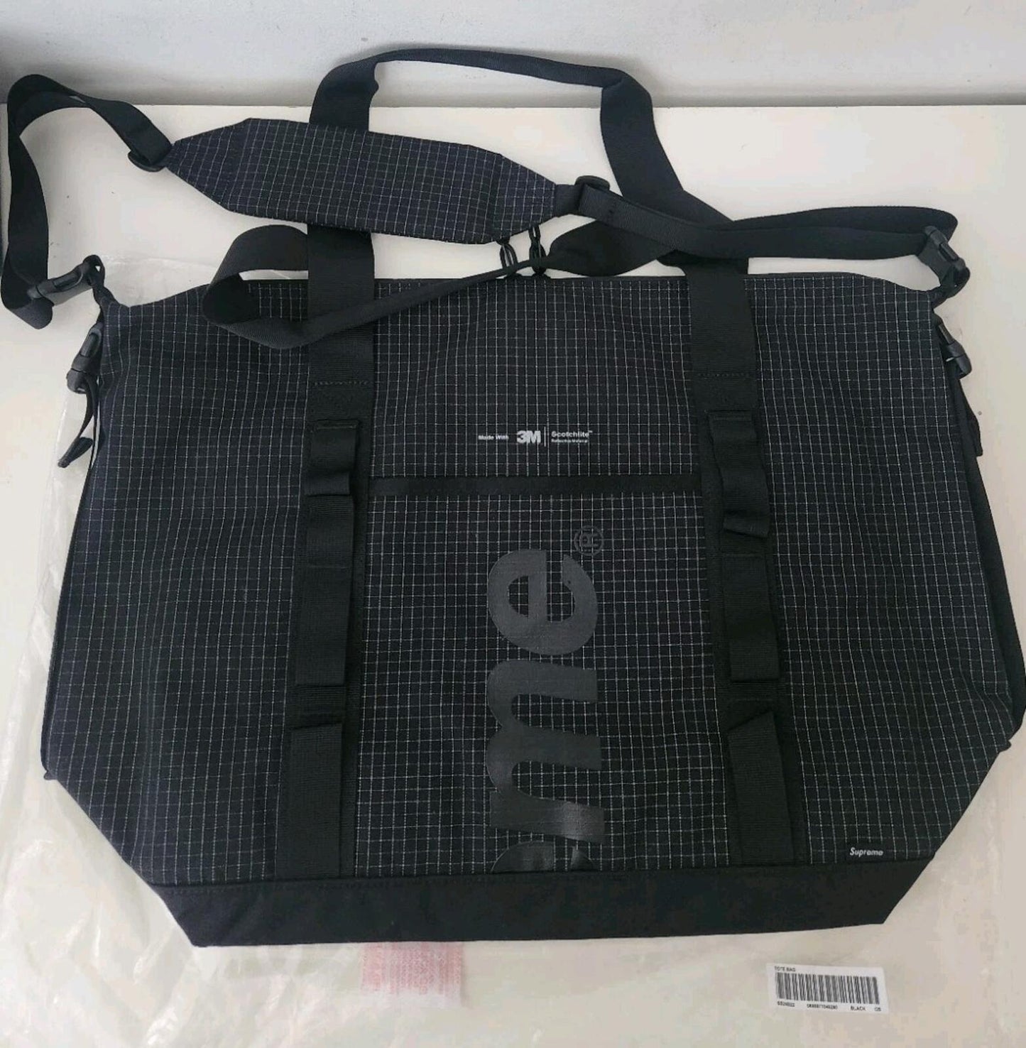 SS24 Supreme tote bag water resistant nylon black duffle holdall