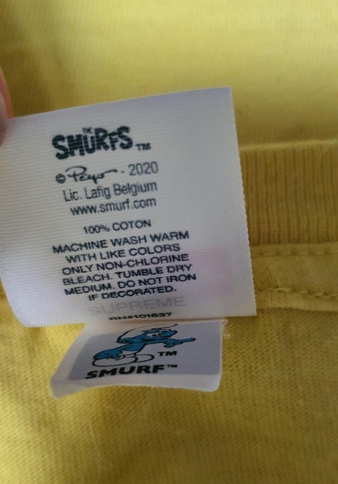 FW20 Supreme Pitufo Camiseta Amarilla Talla M