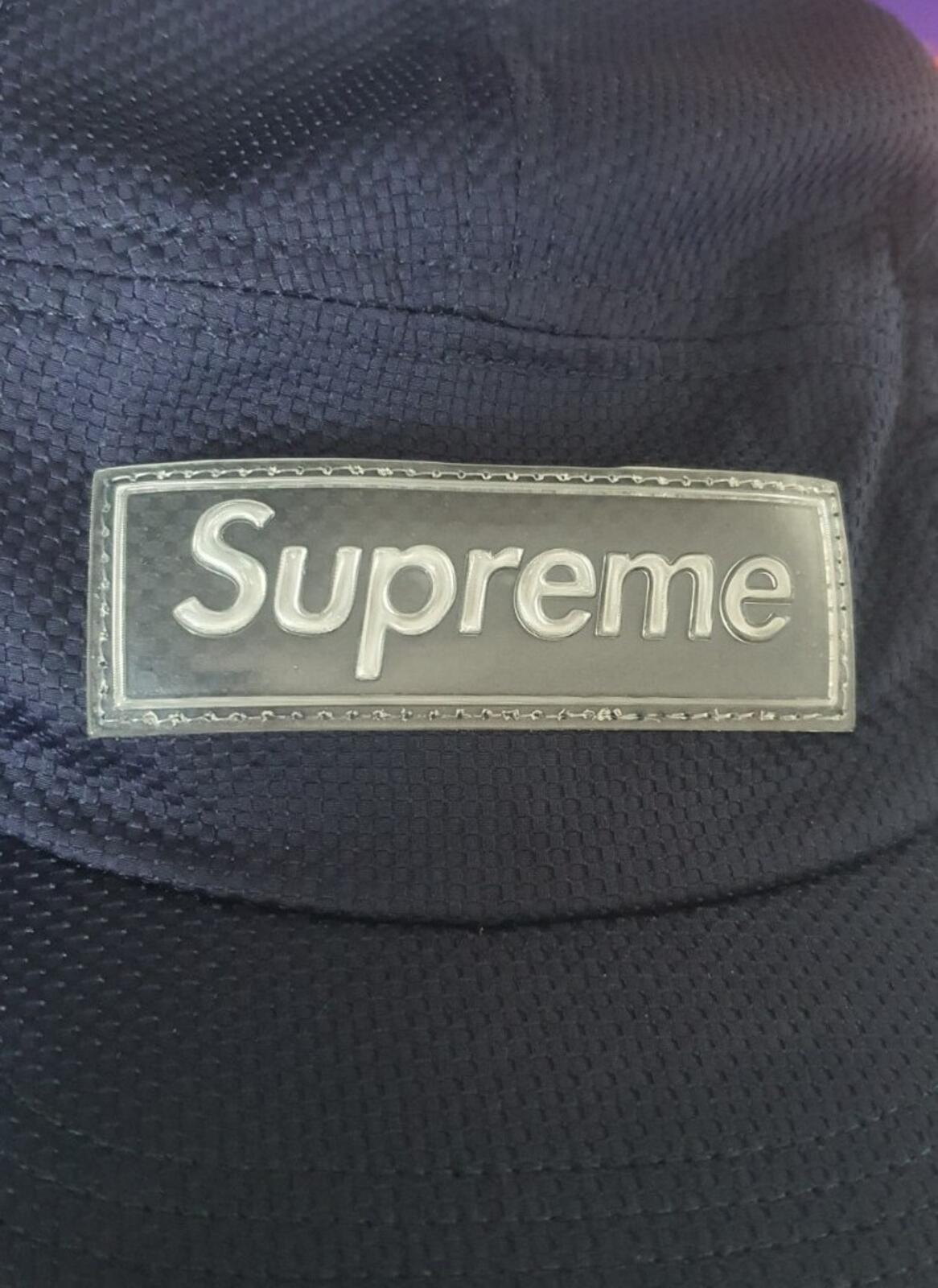SS19 Supreme Nylon Pique Camp Cap Navy hat Box Logo