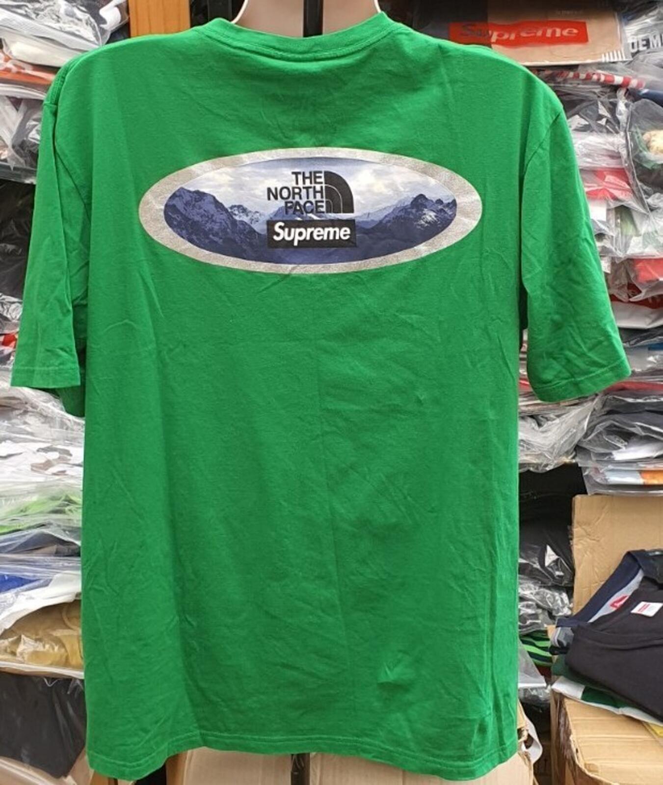 FW21 Supreme x The North Face Mountains tee green t-shirt TNF
