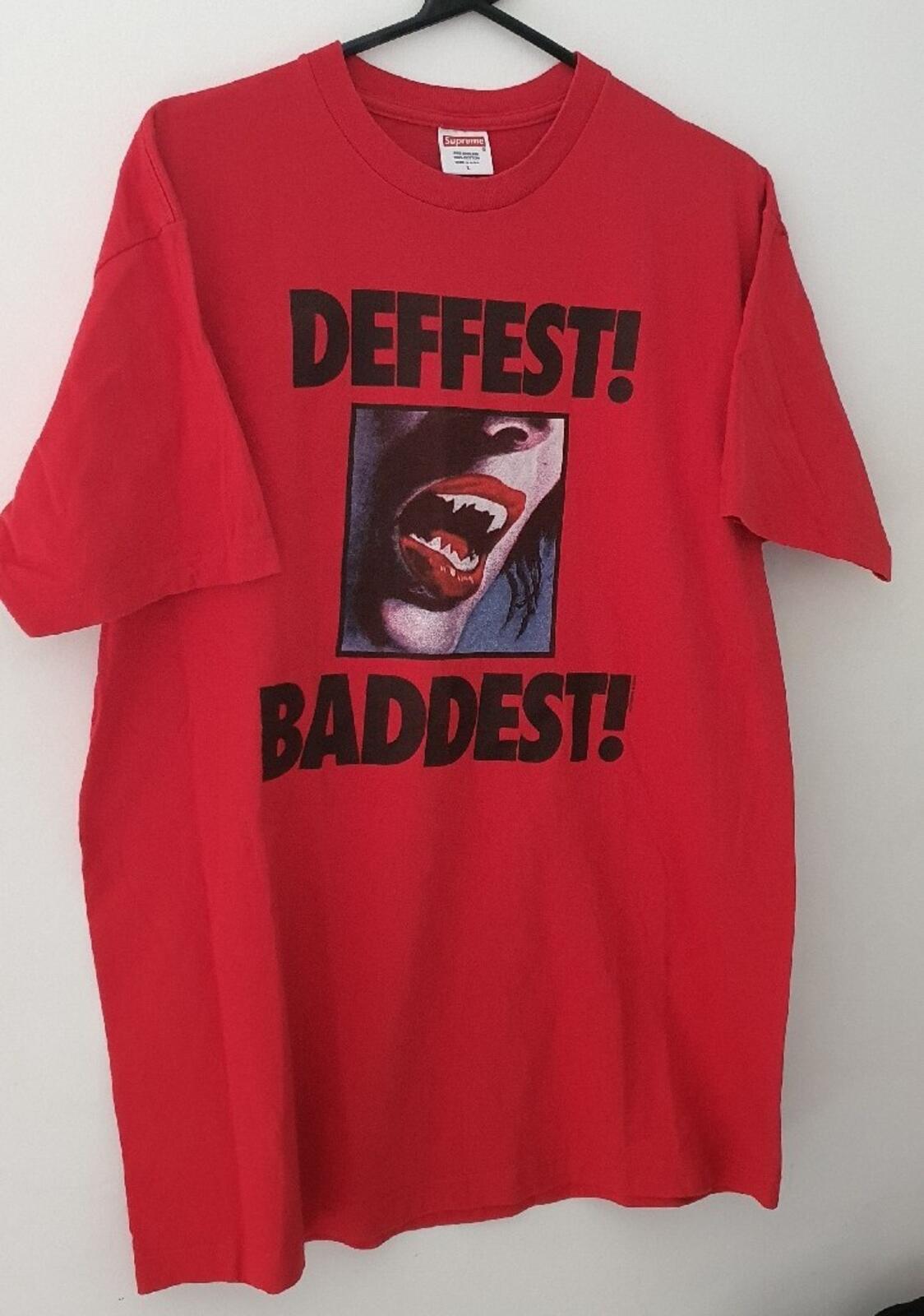 FW09 Supreme Deffest Baddest tee Red T-shirt Size L Large Vintage 2009 Very Rare