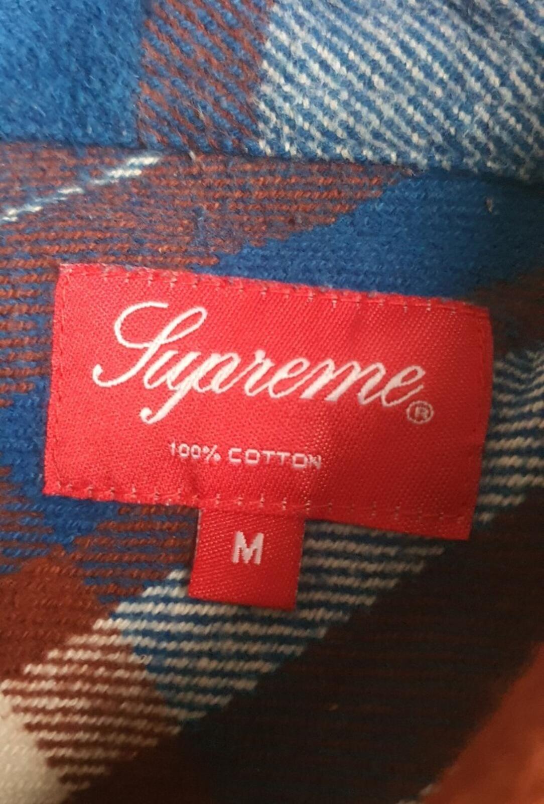 FW14 Supreme Heavyweight Plaid Flannel shirt Blue green Size M Medium thick Rare