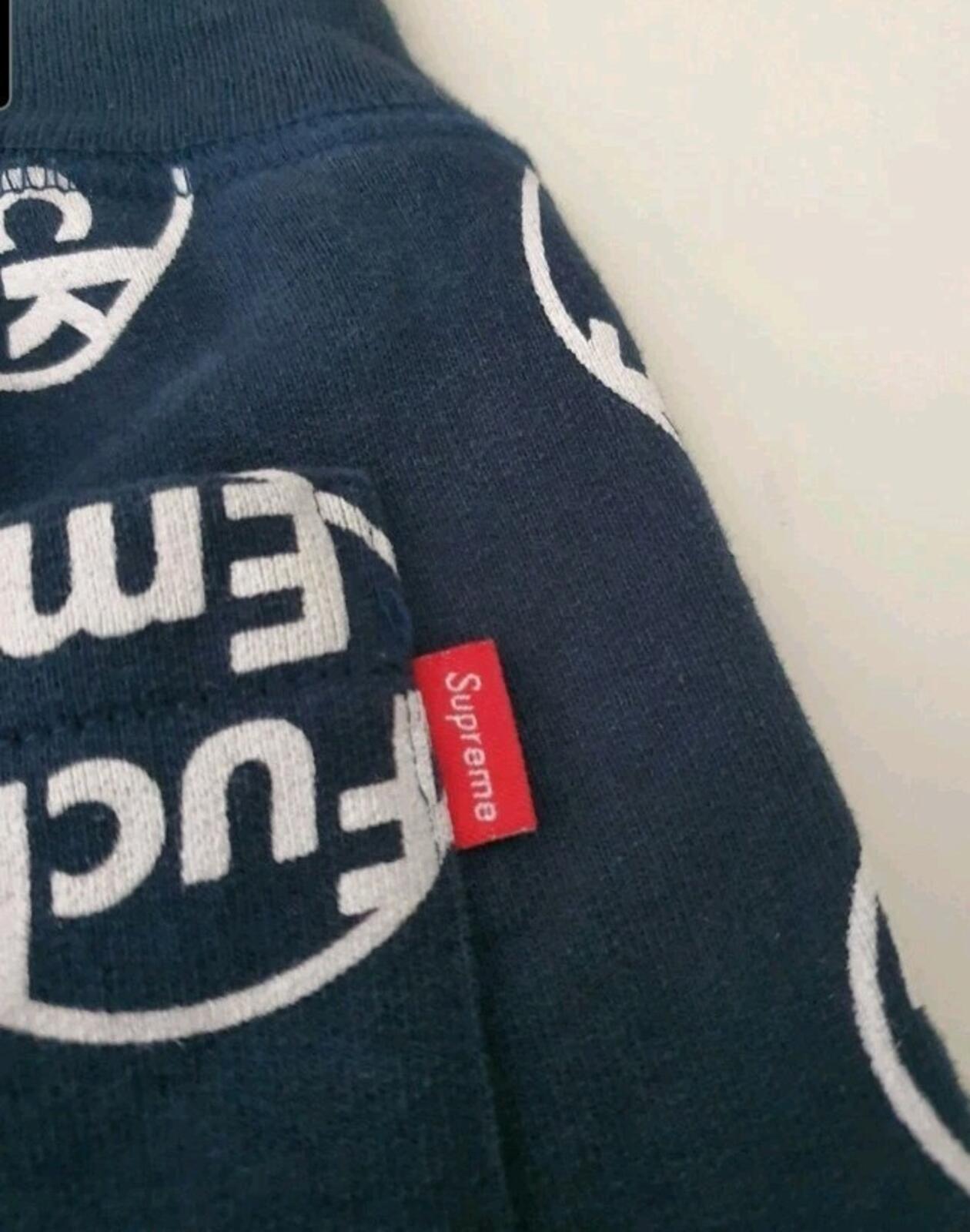 FW14 Supreme *uck Em! Navy hooded sweatshirt + shorts size M medium S small Set