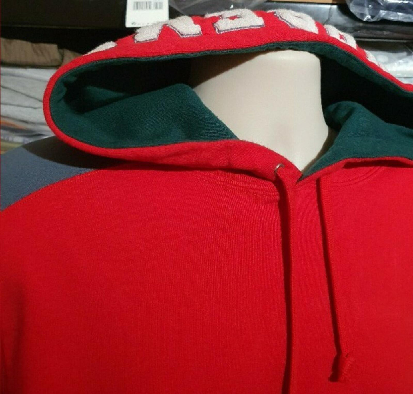 FW18 Supreme Panelled Hooded Sweatshirt Red Size L