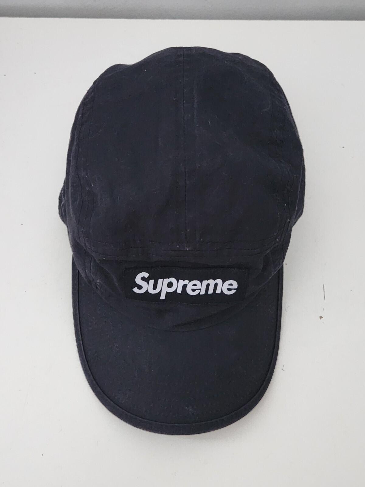 FW21 Supreme Shockcord Camp Cap Hat Black Box logo