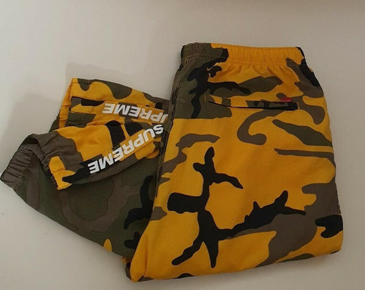 FW17 Supreme pantalones de chándal camuflaje amarillo talla L pantalones grandes