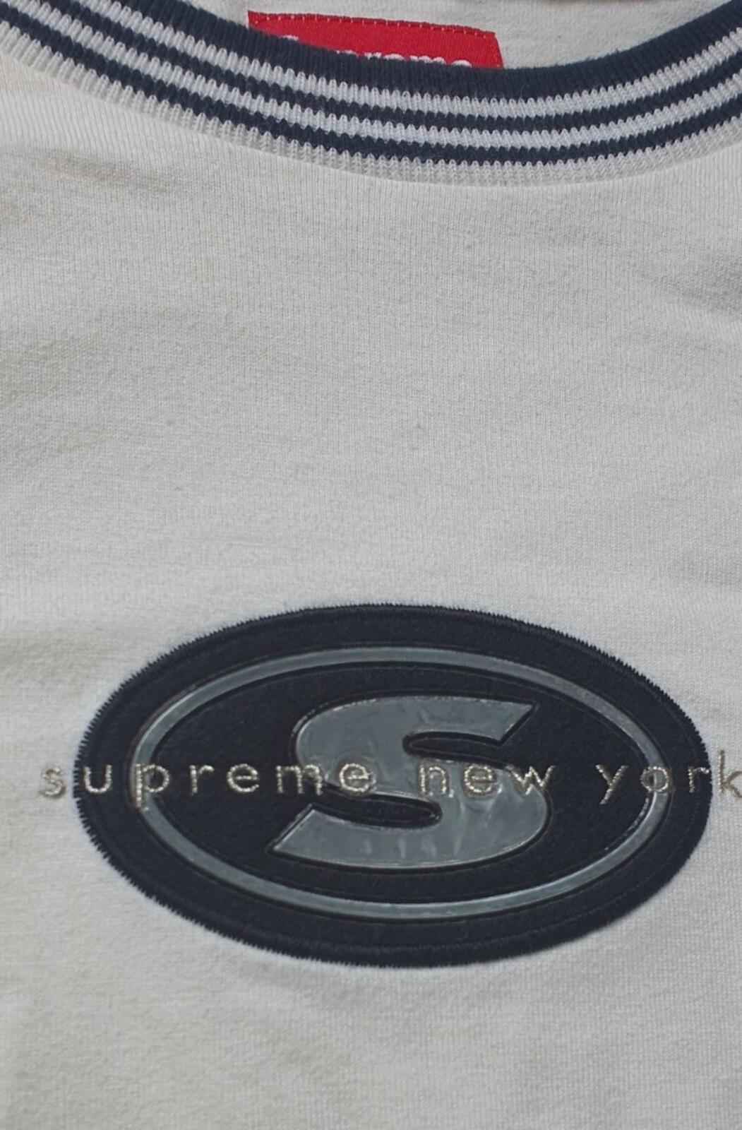 FW18 Supreme Striped Rib Logo L/S Top natural jumper M medium reflective logo