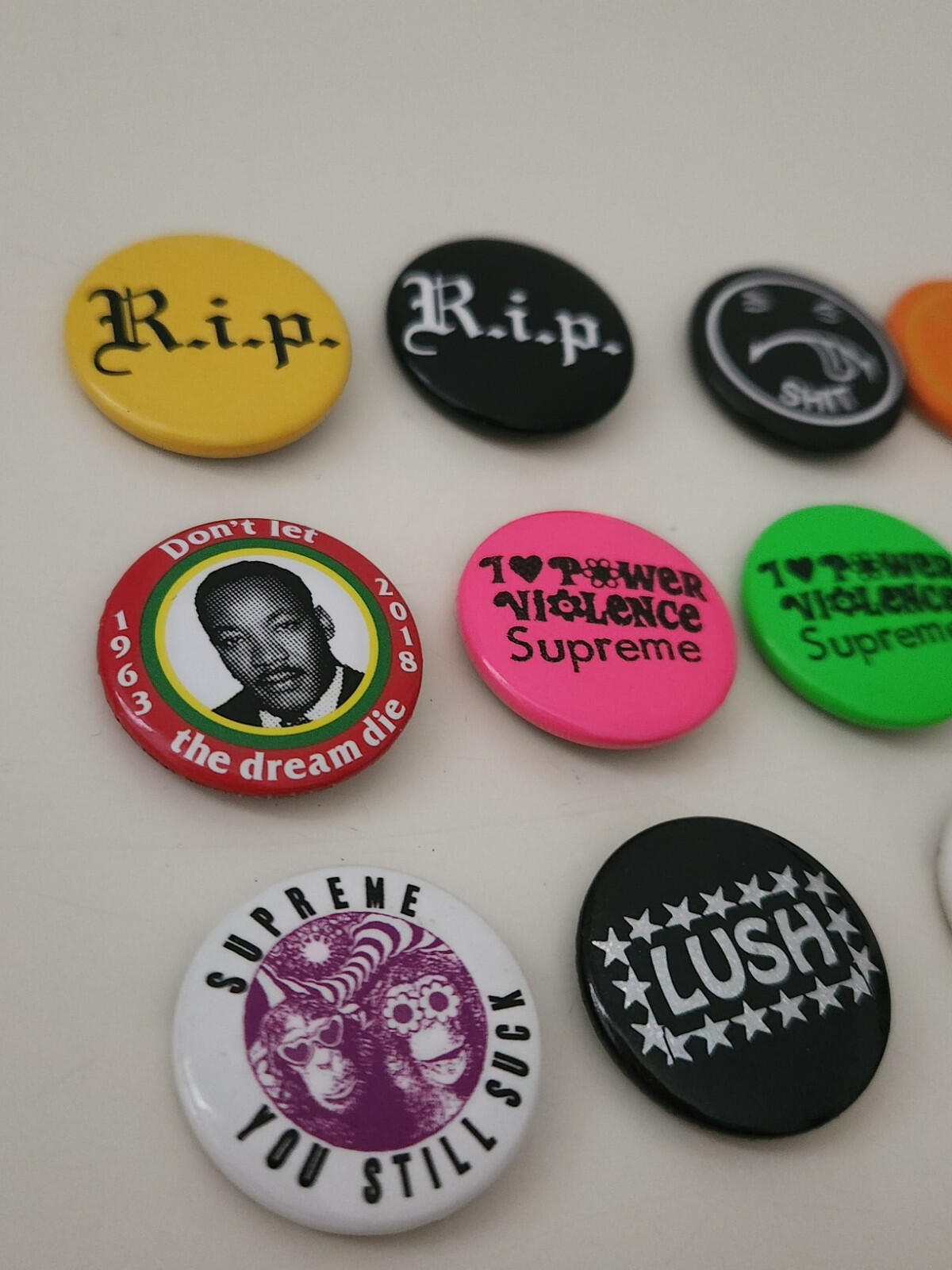 12x Supreme pins metal badges bundle accessories Rare Metal Buttons