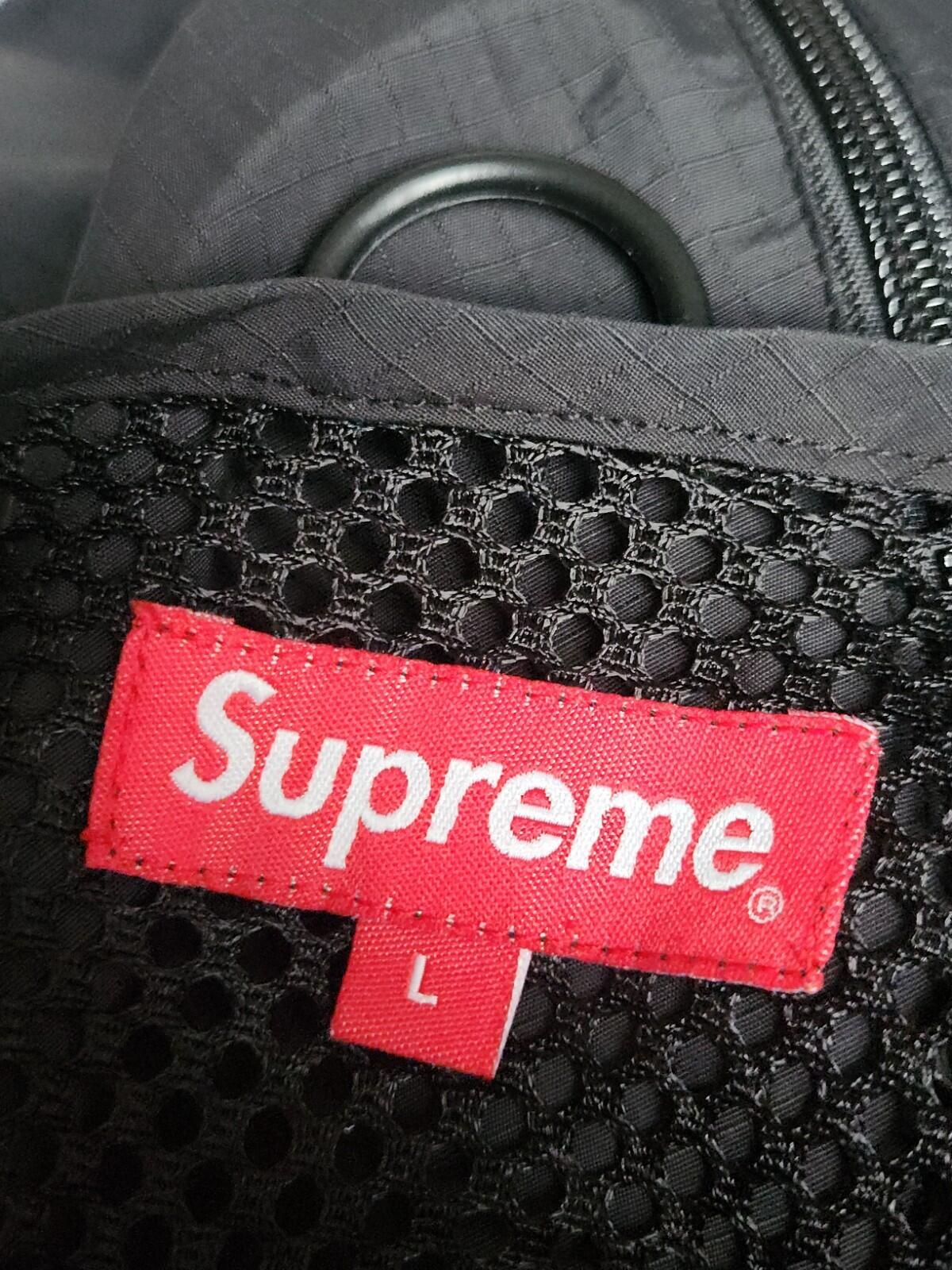 SS18 Supreme Mesh Cargo Weste L Large Schwarz Gilet Ripstop Mesh Utility Pockets