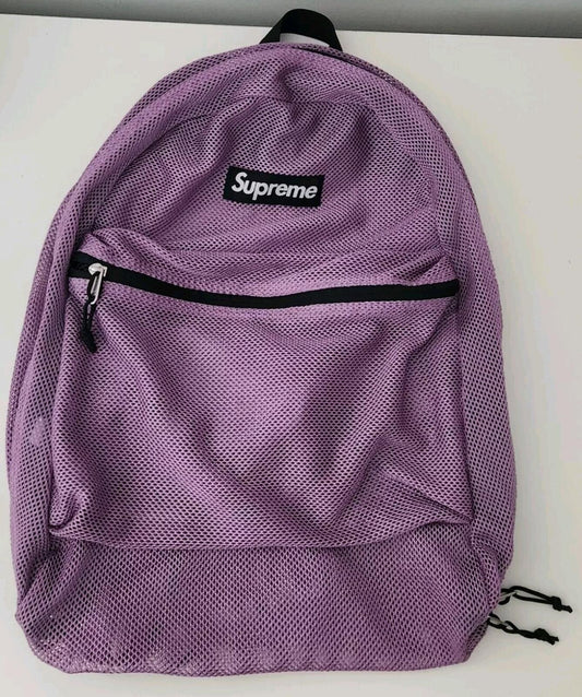 SS16 Supreme mesh backpack navy Bag Red Box Logo
