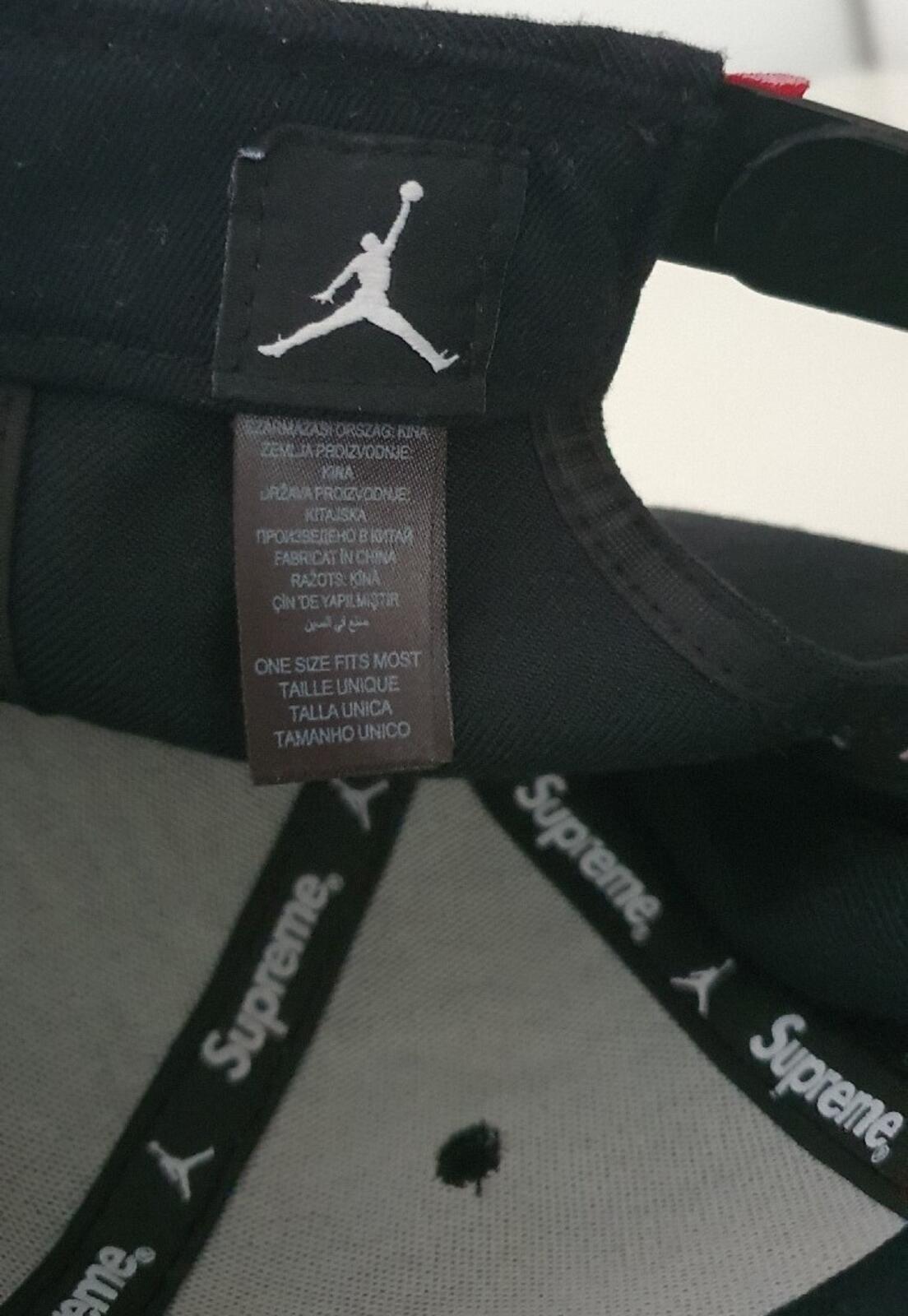 FW15 Supreme x Jordan black 6-Panel cap Jumpman hat Rare