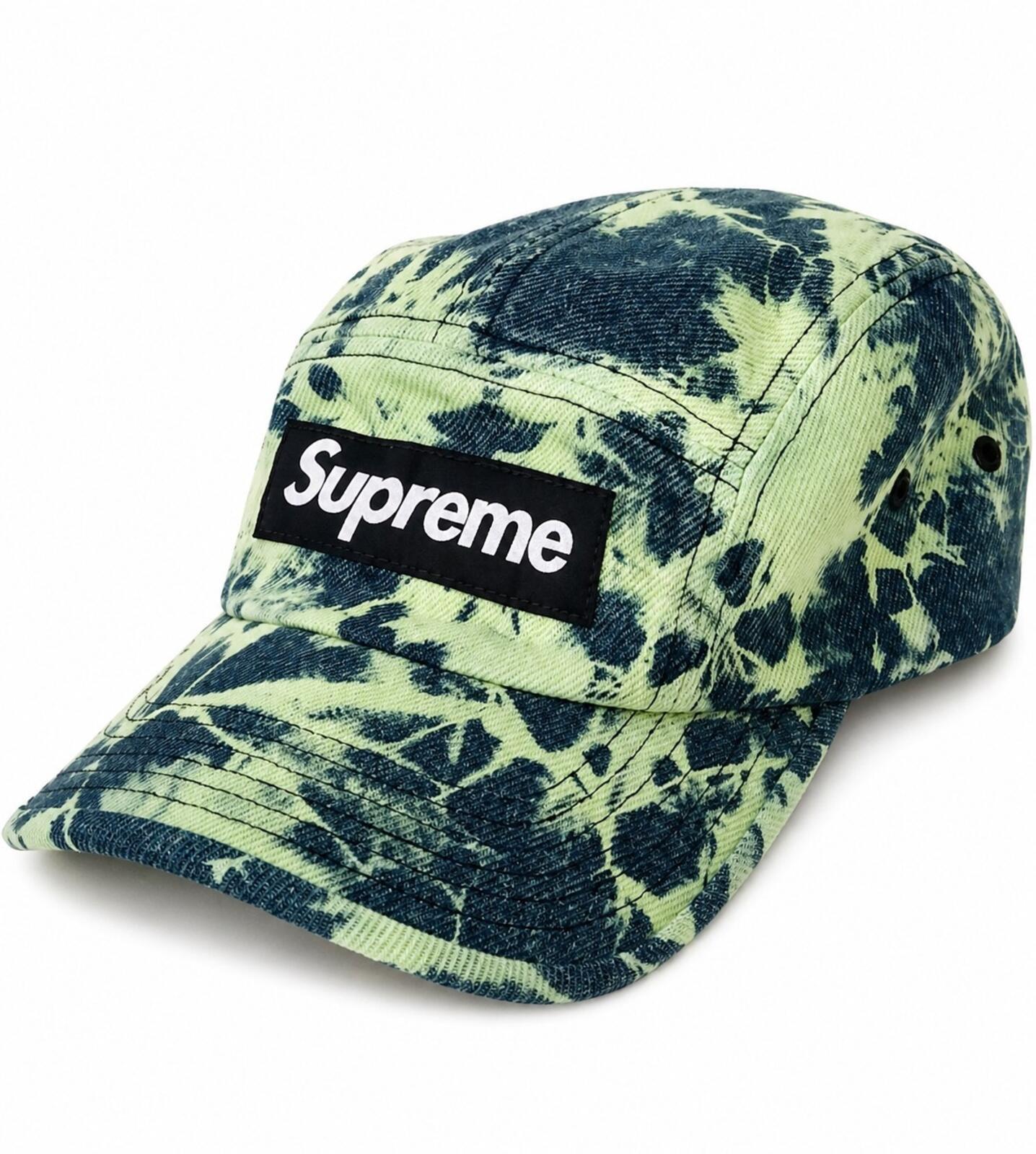 Gorra Camp Supreme de mezclilla teñida de verde desteñido FW22