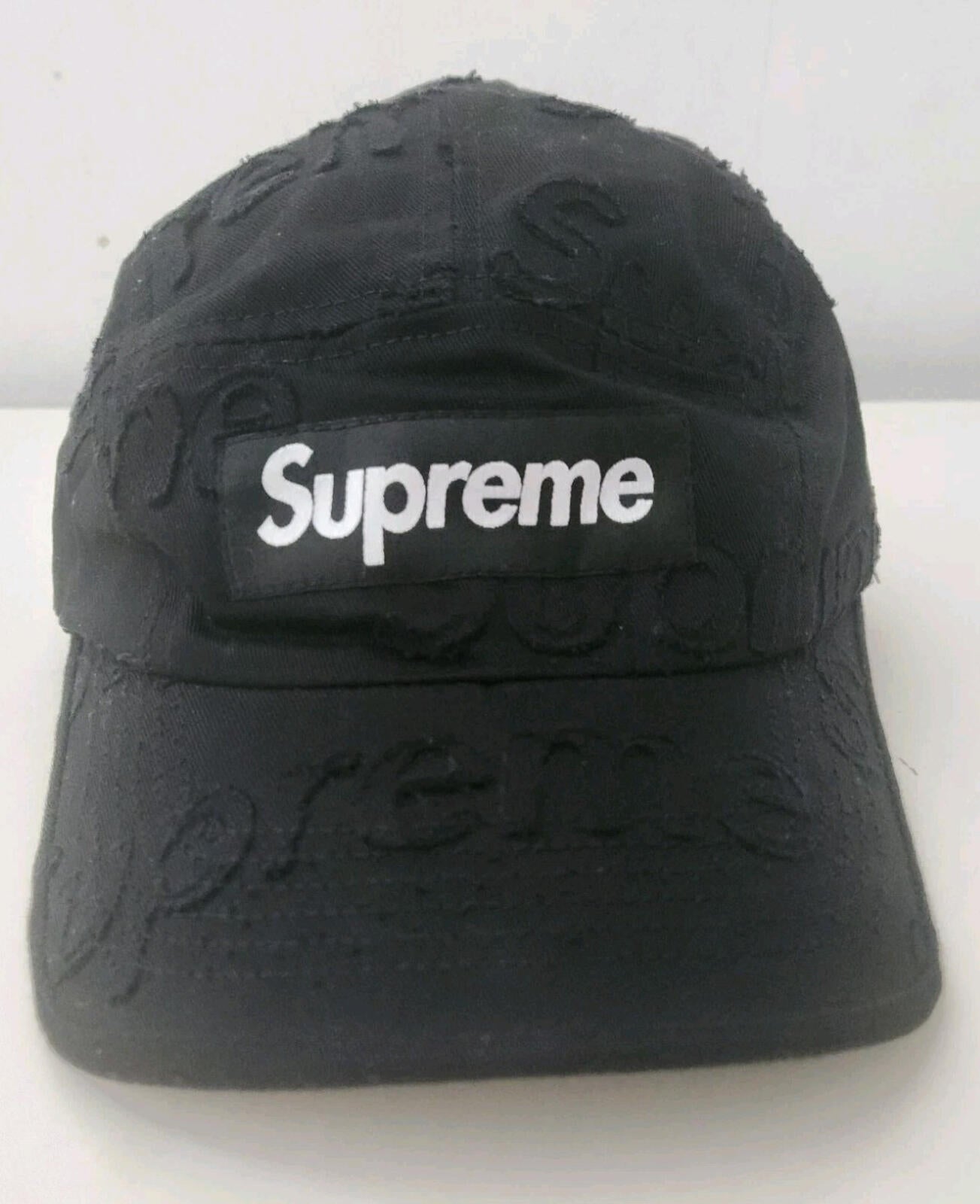 SS23 Supreme Lasered Twill camp cap black hat