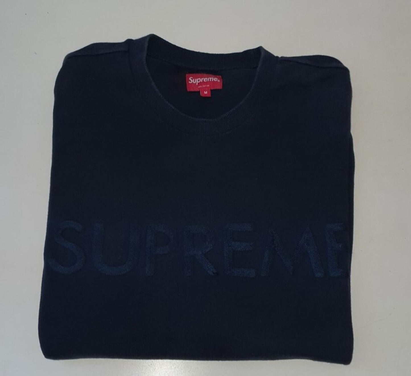 SS17 Supreme Pique logo navy Longsleeve top size M medium L/S T-shirt tee