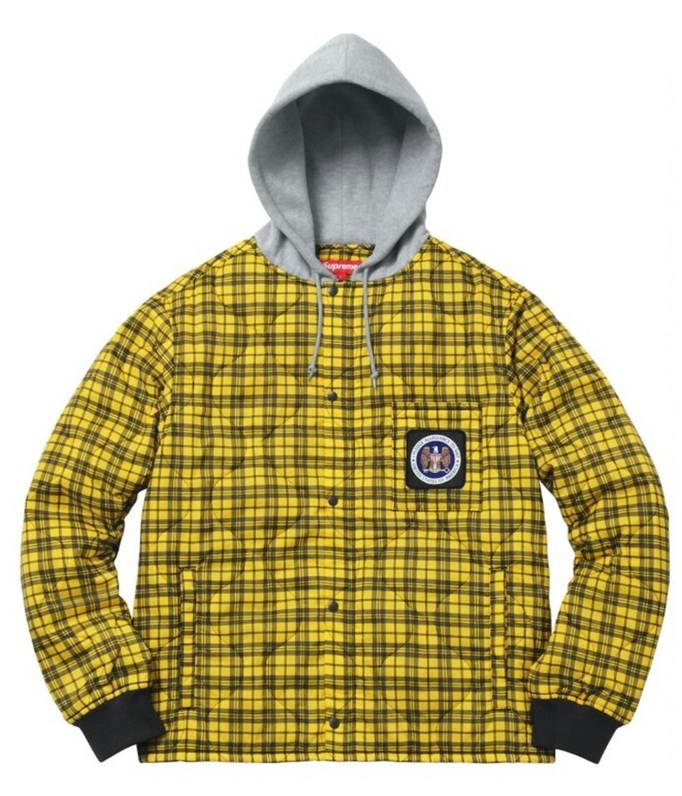 FW17 Supreme Quilted Liner Hooded Jacket Yellow Size M