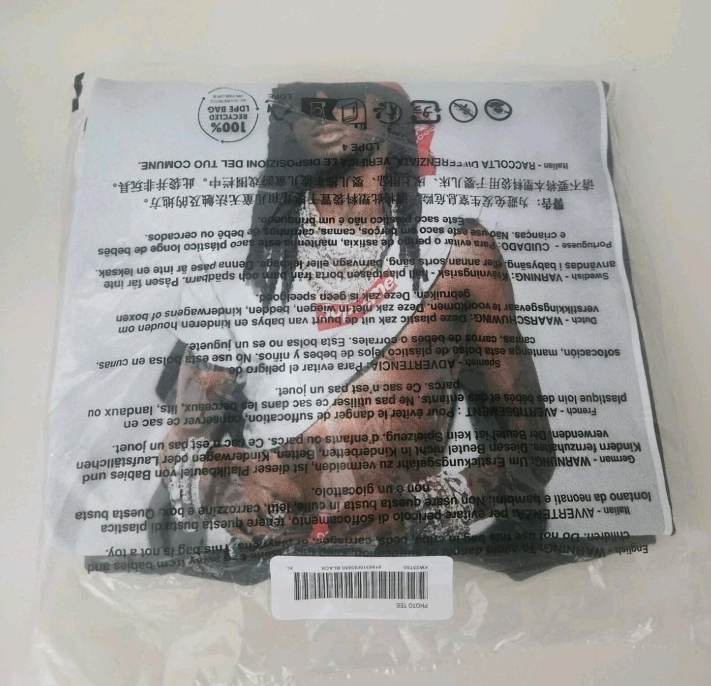 FW25 Supreme Playboy Carti Photo Tee Black Size XL