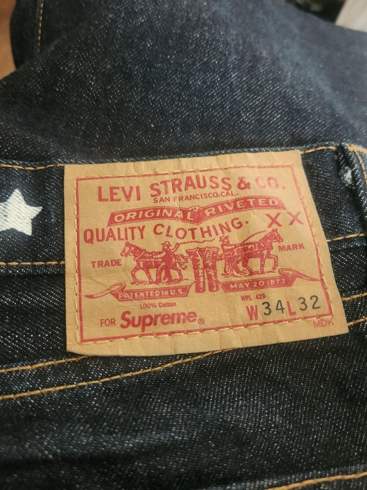 FW11 Supreme x Levis 505 Zip-Fly Jean 34 W34 L32 Levi's Denim Stars Vintage 2011