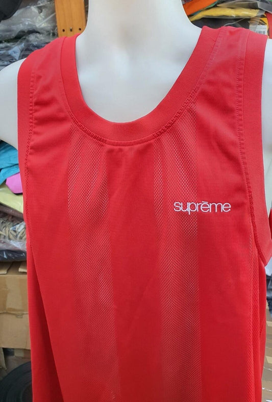 SS16 Supreme Mesh Stripe Tank Top small Rot ärmellos Größe M Medium