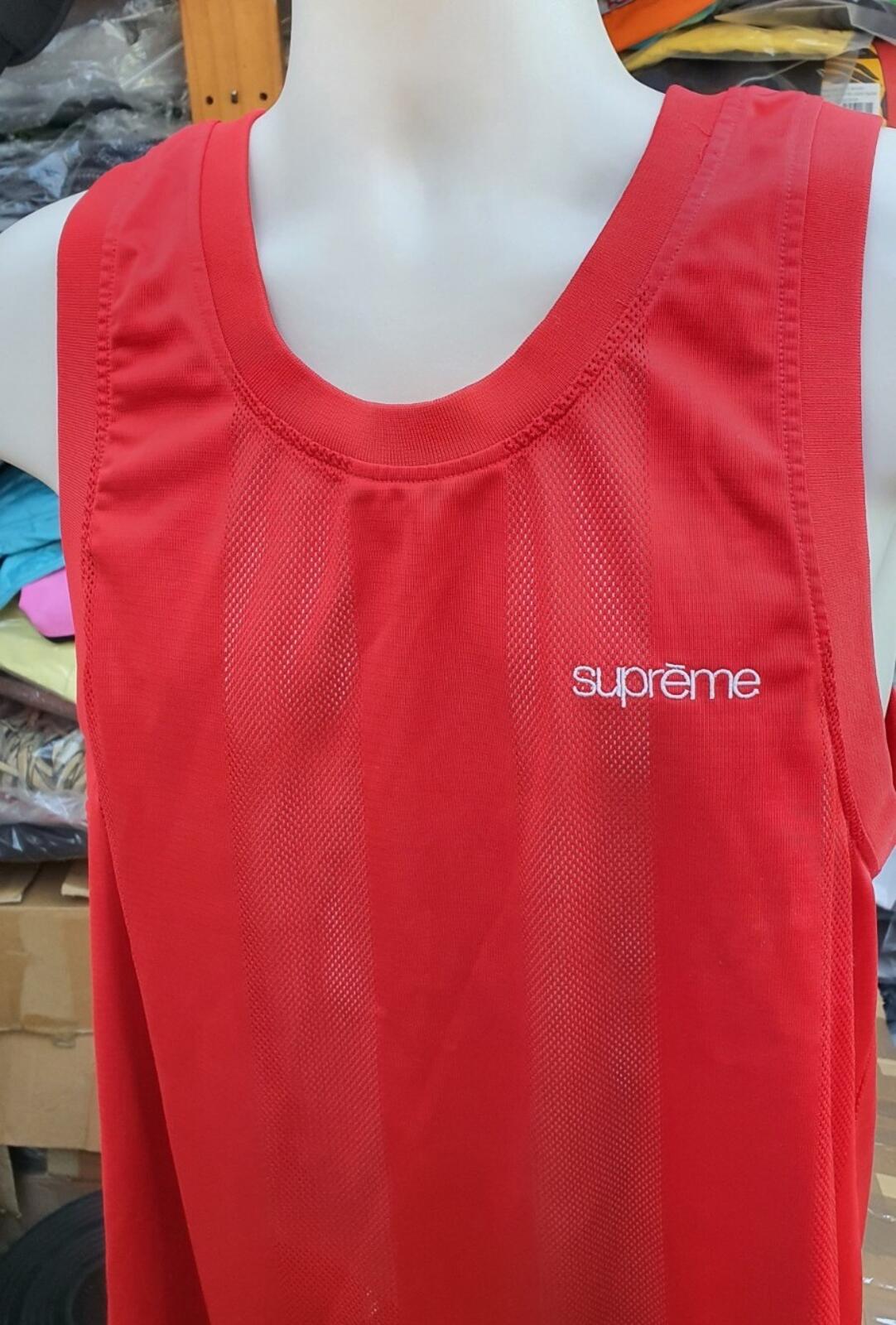 SS16 Supreme Mesh Stripe Tank Top small Red sleeveless size M medium