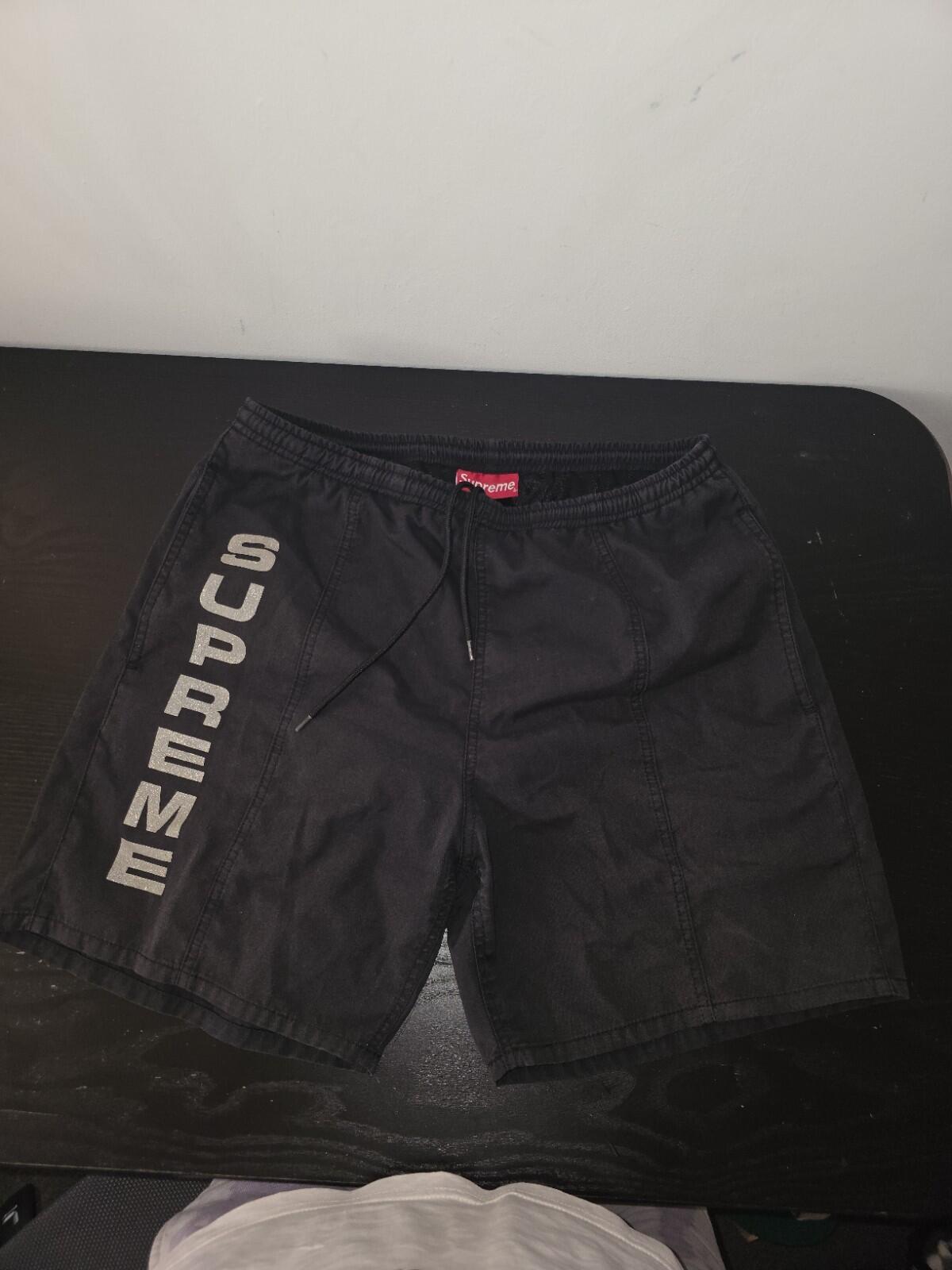 SS15 Supreme Reflective Logo Swim Short Black Größe M