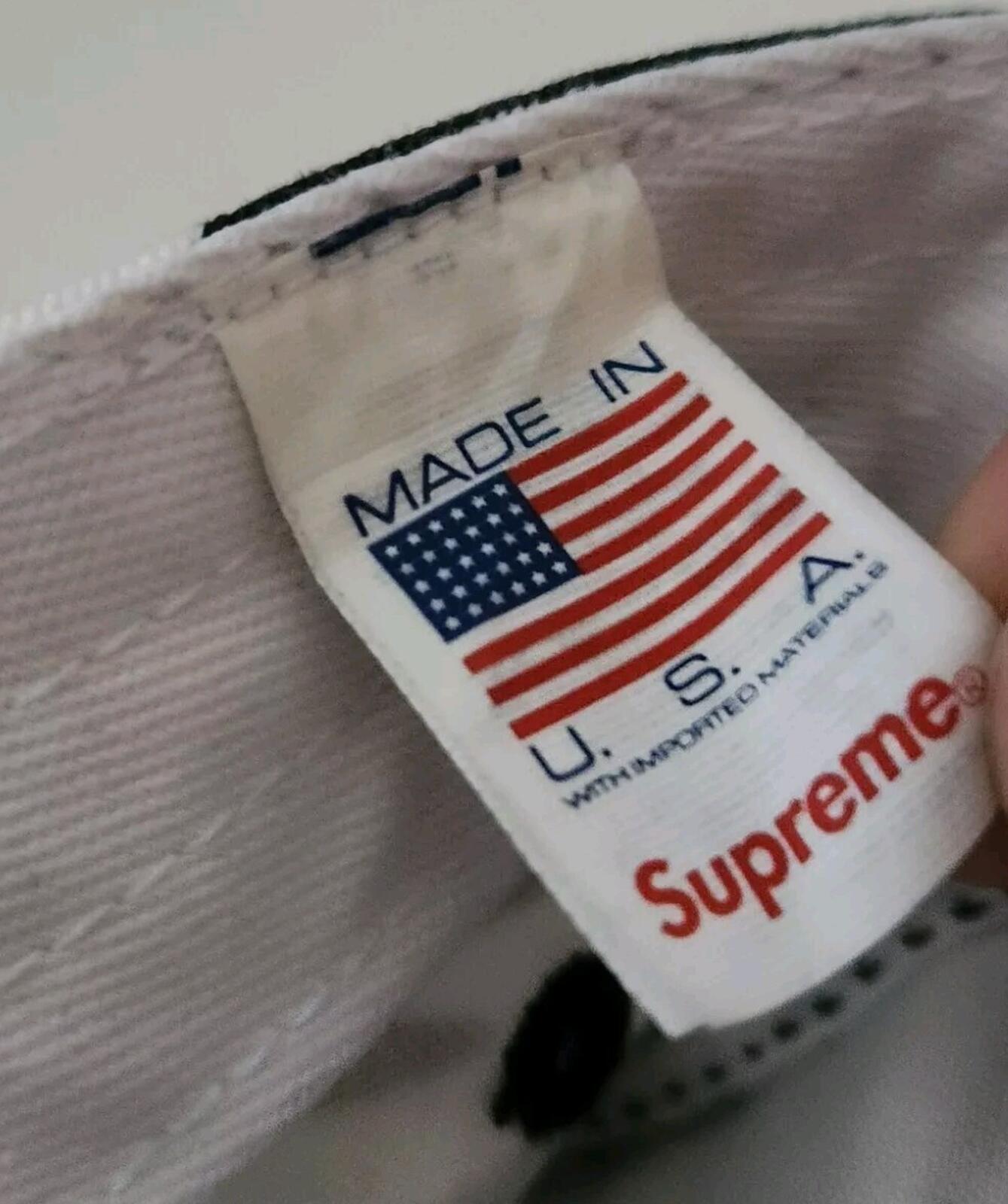 FW22 Supreme Washed Chino Twill Camp Cap Zebra Leather Strap Hat