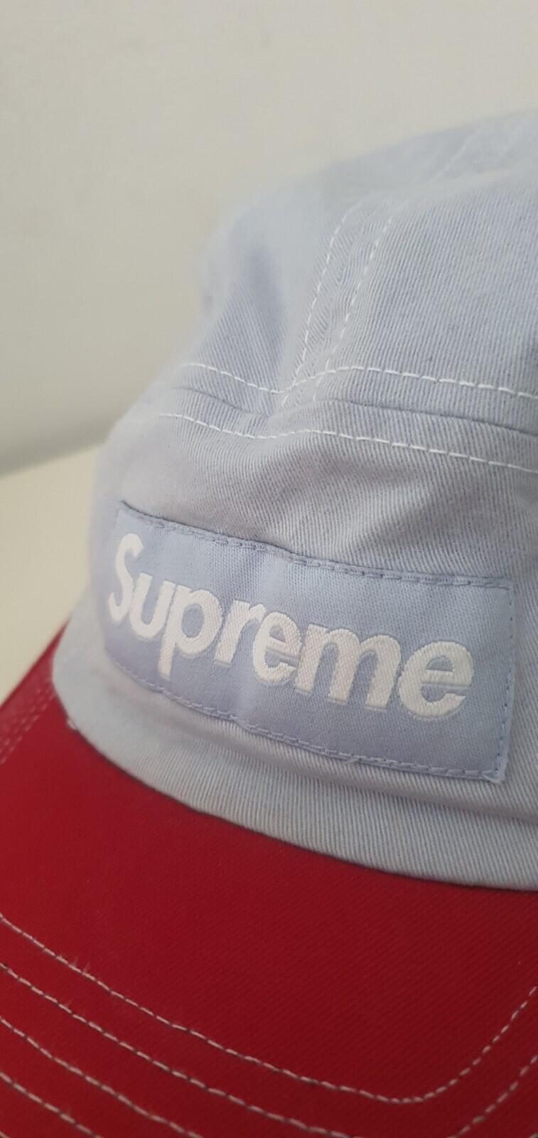 SS22 Supreme 2-Tone Twill Camp Cap Hut Rot Hellblau Rot