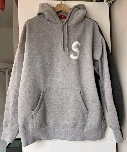 FW21 Sudadera con capucha dividida con el logo S de Supreme L Talla grande Gris Jaspeado