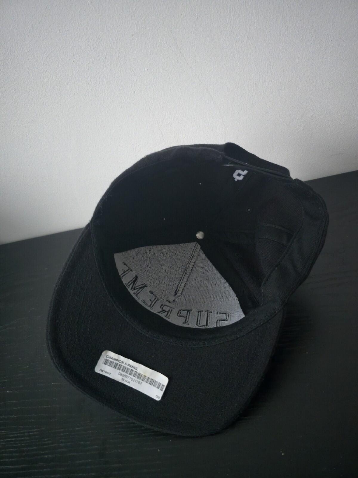 Gorra de 5 paneles Supreme x Champion FW14 con logotipo bordado, color negro