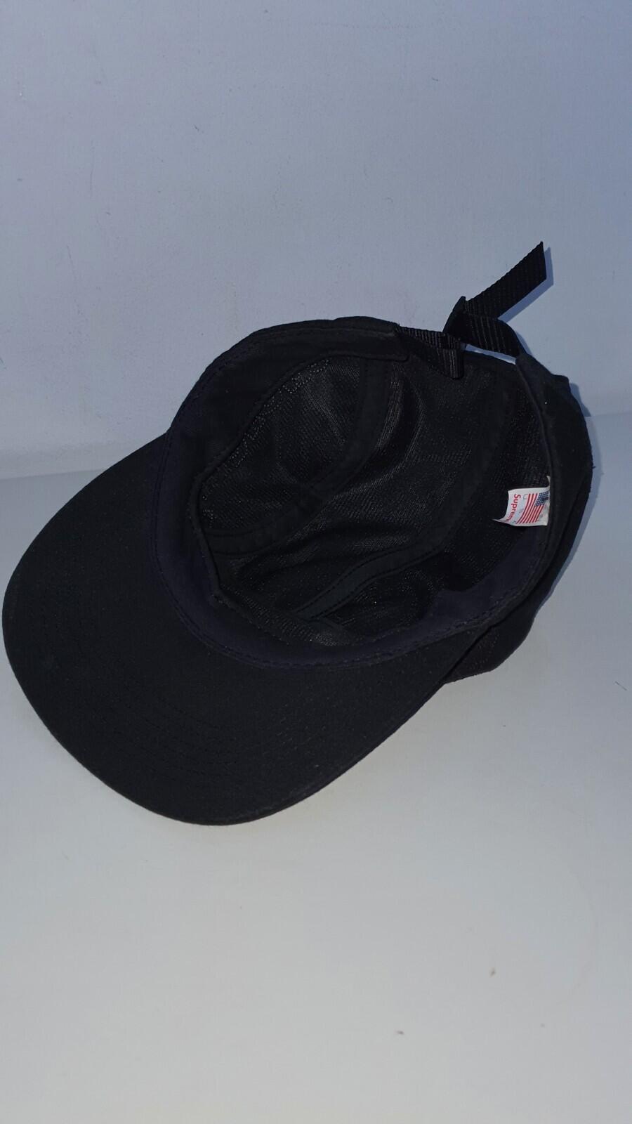 SS16 Supreme Perforated Logo Camp Cap Black