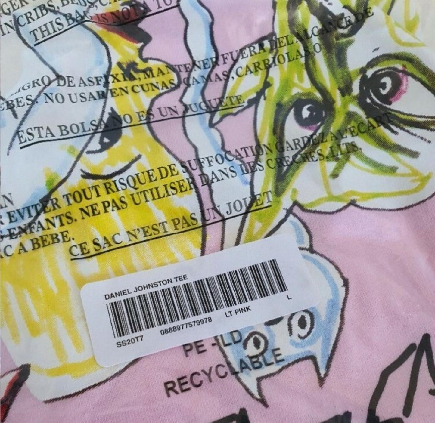 SS20 Supreme x Daniel Johnston tee Light pink T-shirt L large New and unopened