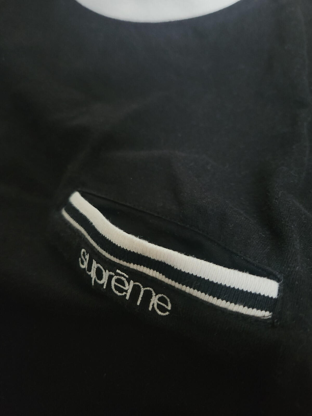 FW16 Supreme Ribbed Pocket Tee Black Size L