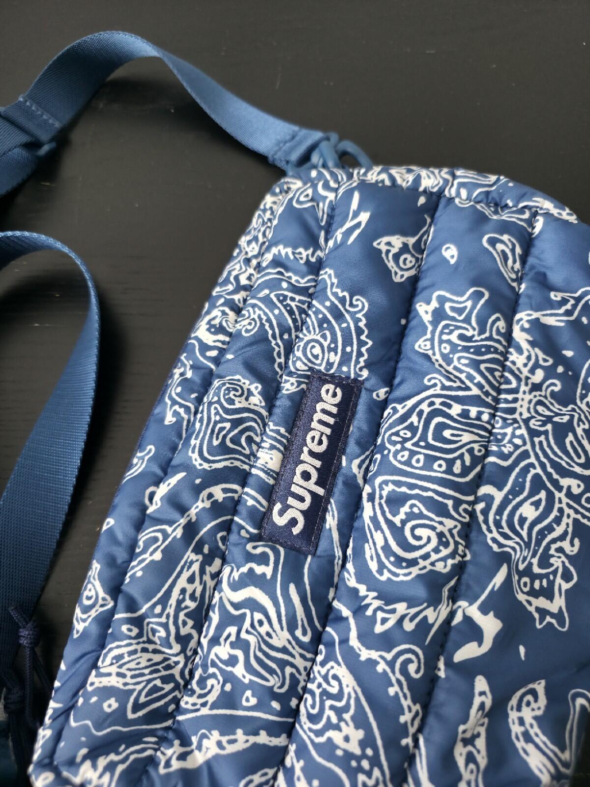 FW22 Supreme Puffer Side Bag Shoulder Blue Paisley Water Resistant