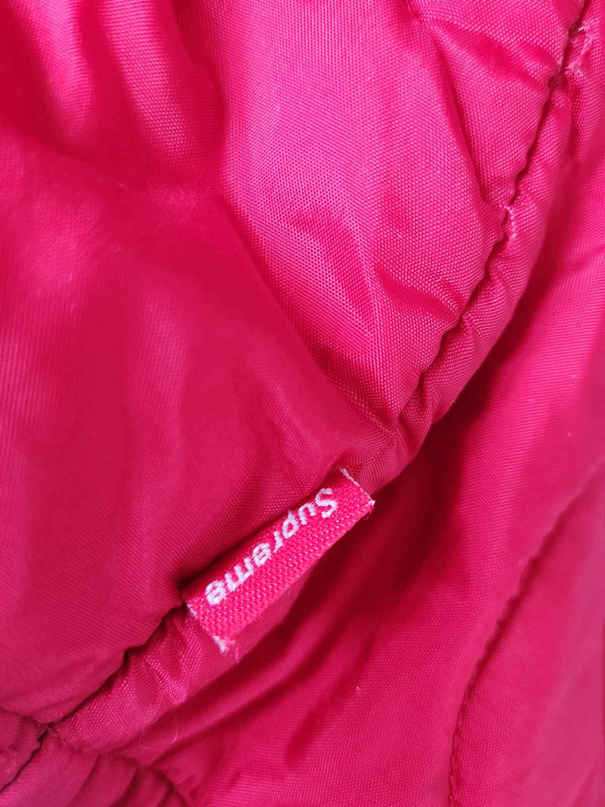FW17 Supreme Quilted Liner Hooded Jacket M medium red I pledge allegiance coat