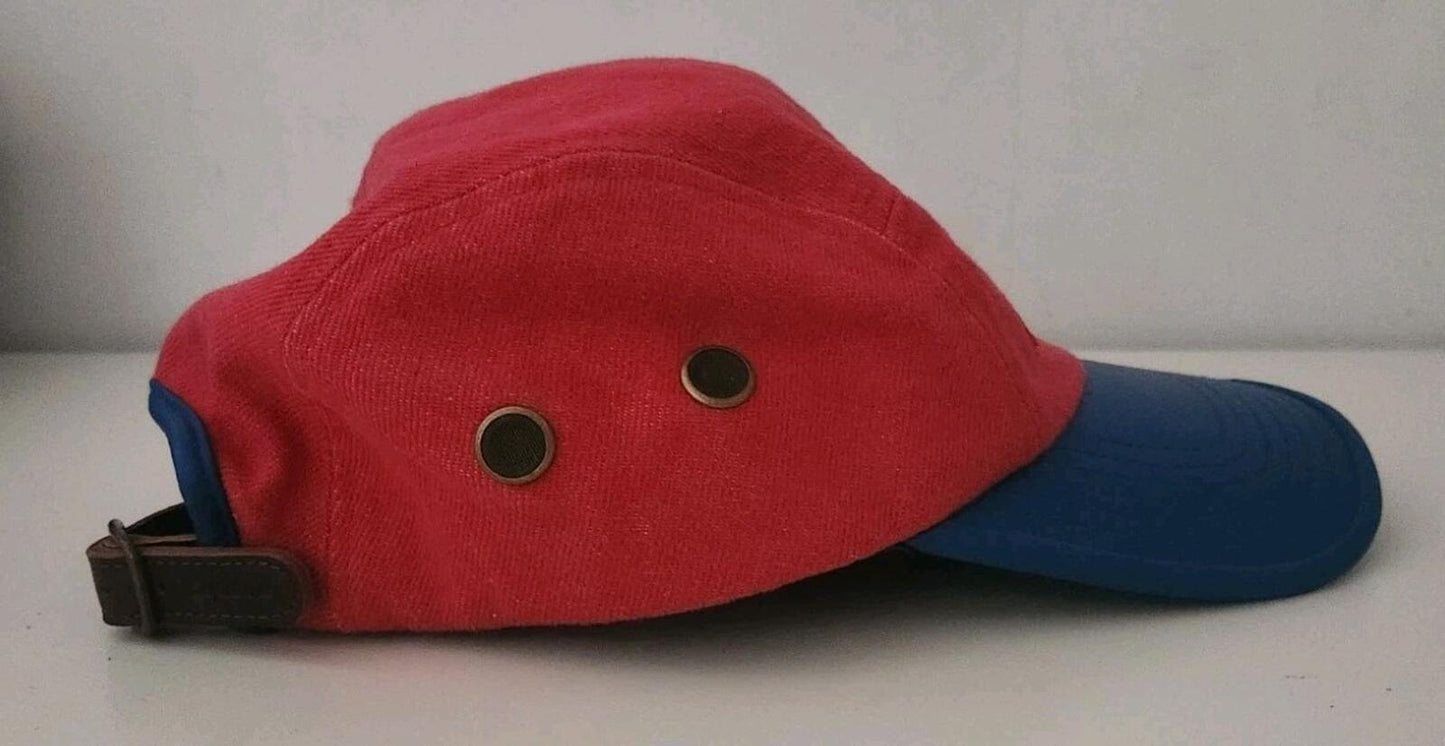 SS20 Supreme 2-Tone Denim Camp Cap Red Blue Hat Leather Visor Box Logo