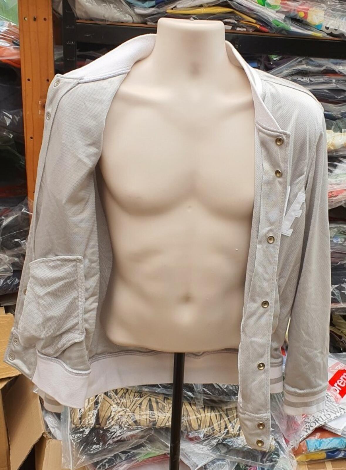 SS15 Supreme Mesh Nylon Varsity Jacket Silver Size M