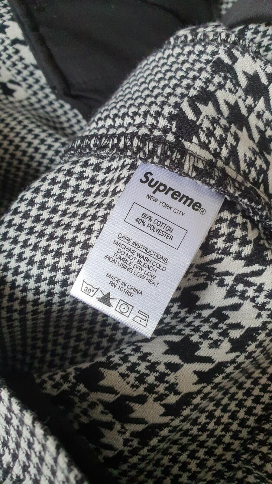 FW20 Supreme Black Houndstooth Work Pant Size 30 W30 L30