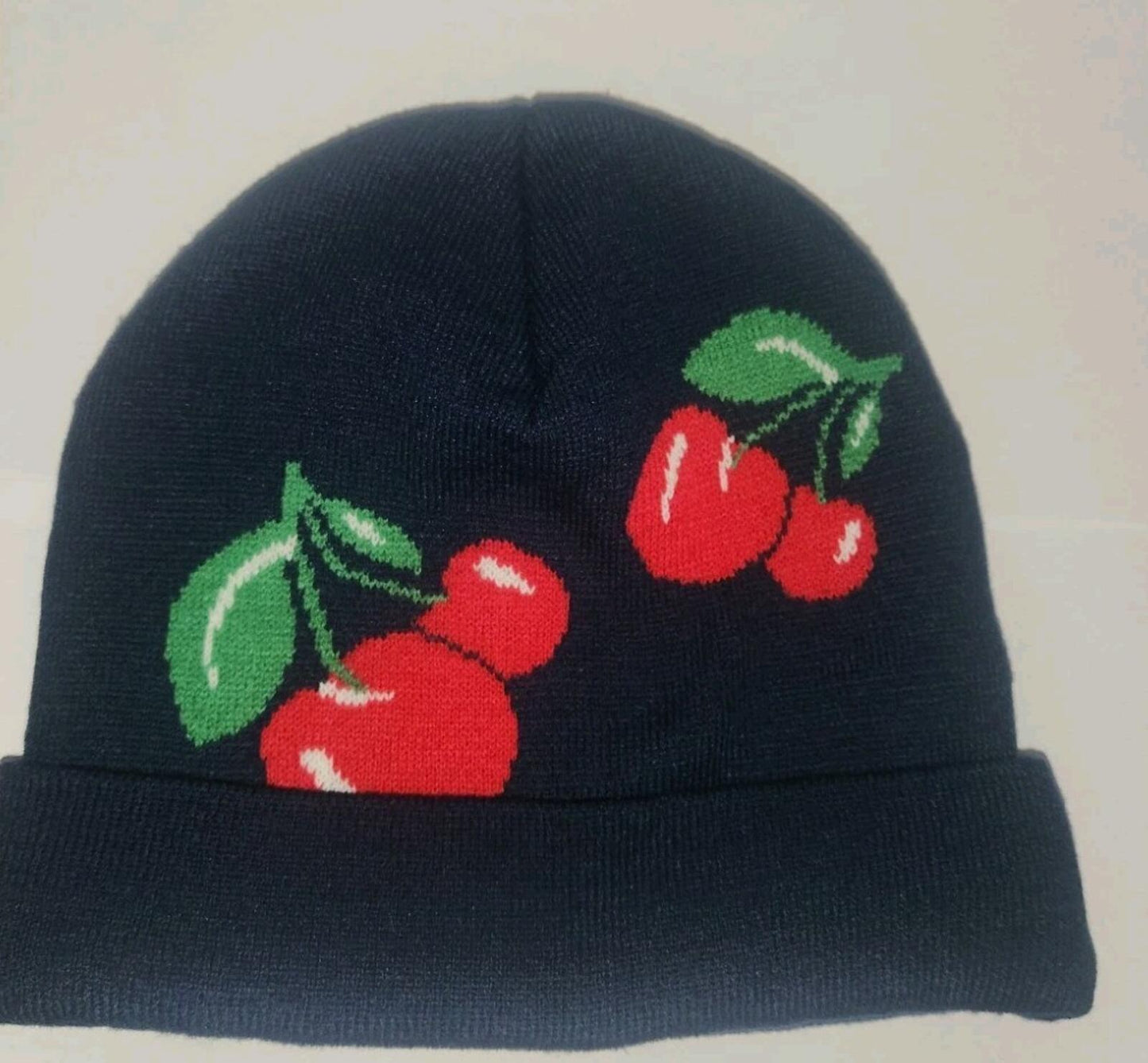 FW14 Supreme Cherry Beanie navy hat Vintage Rare