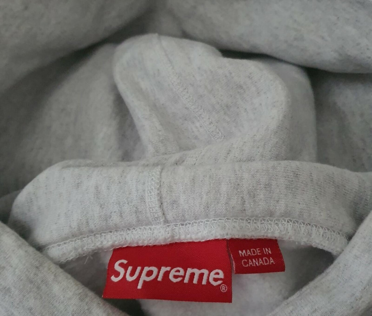 SS18 Supreme Sleeve Embroidery Hooded Sweatshirt Heather Grey Größe XL