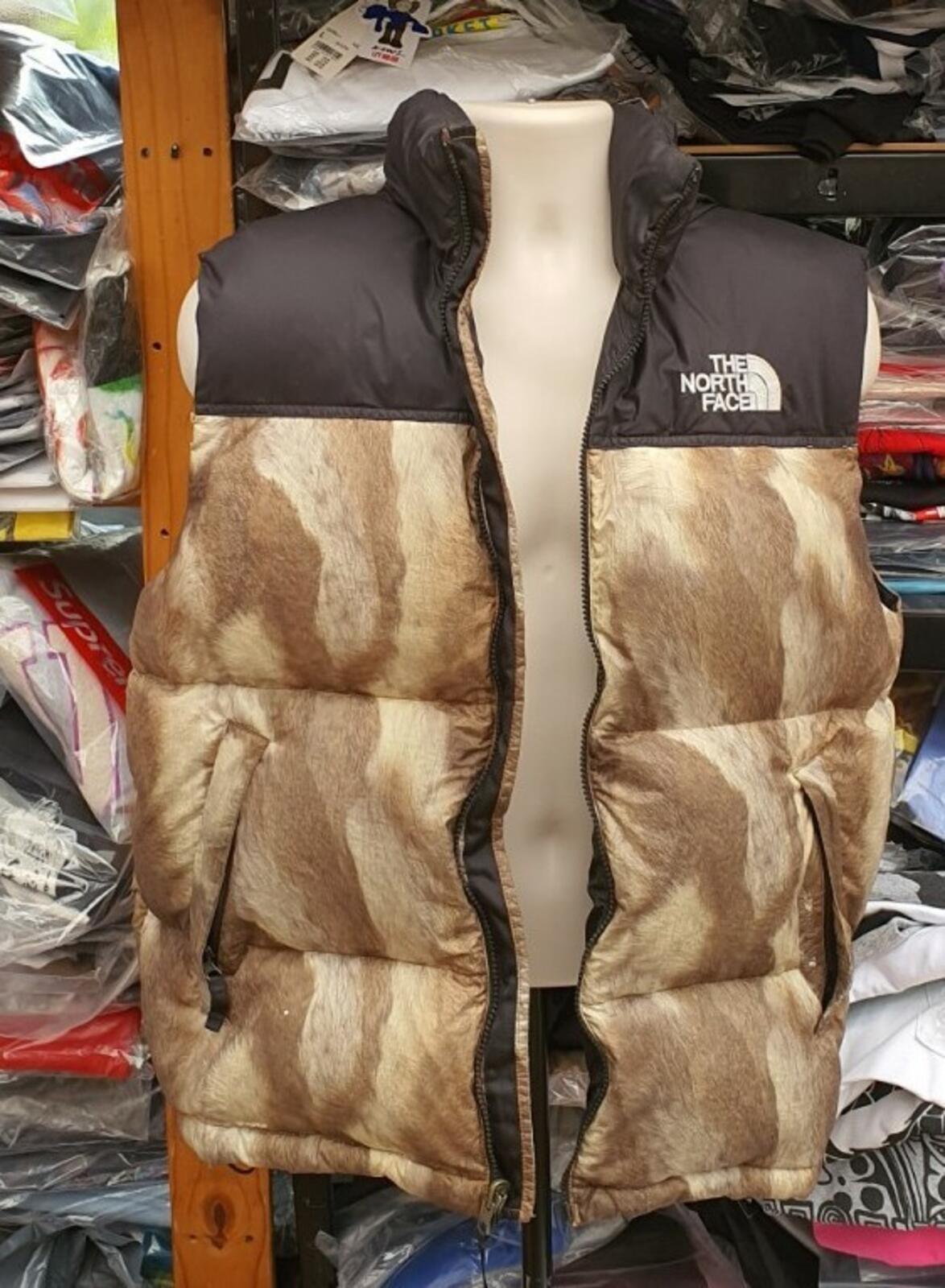 FW13 Supreme x The North Face Fur Nuptse Vest Jacket 700 Fill Goose Down Size L