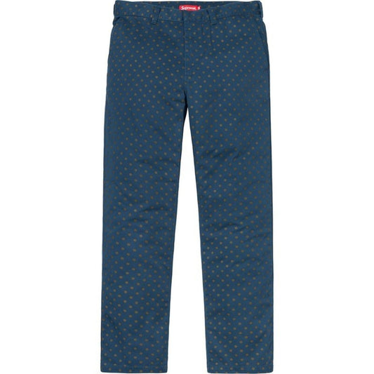 FW18 Supreme Work Pant Light Navy Polka Dot Size 32 W32 L30