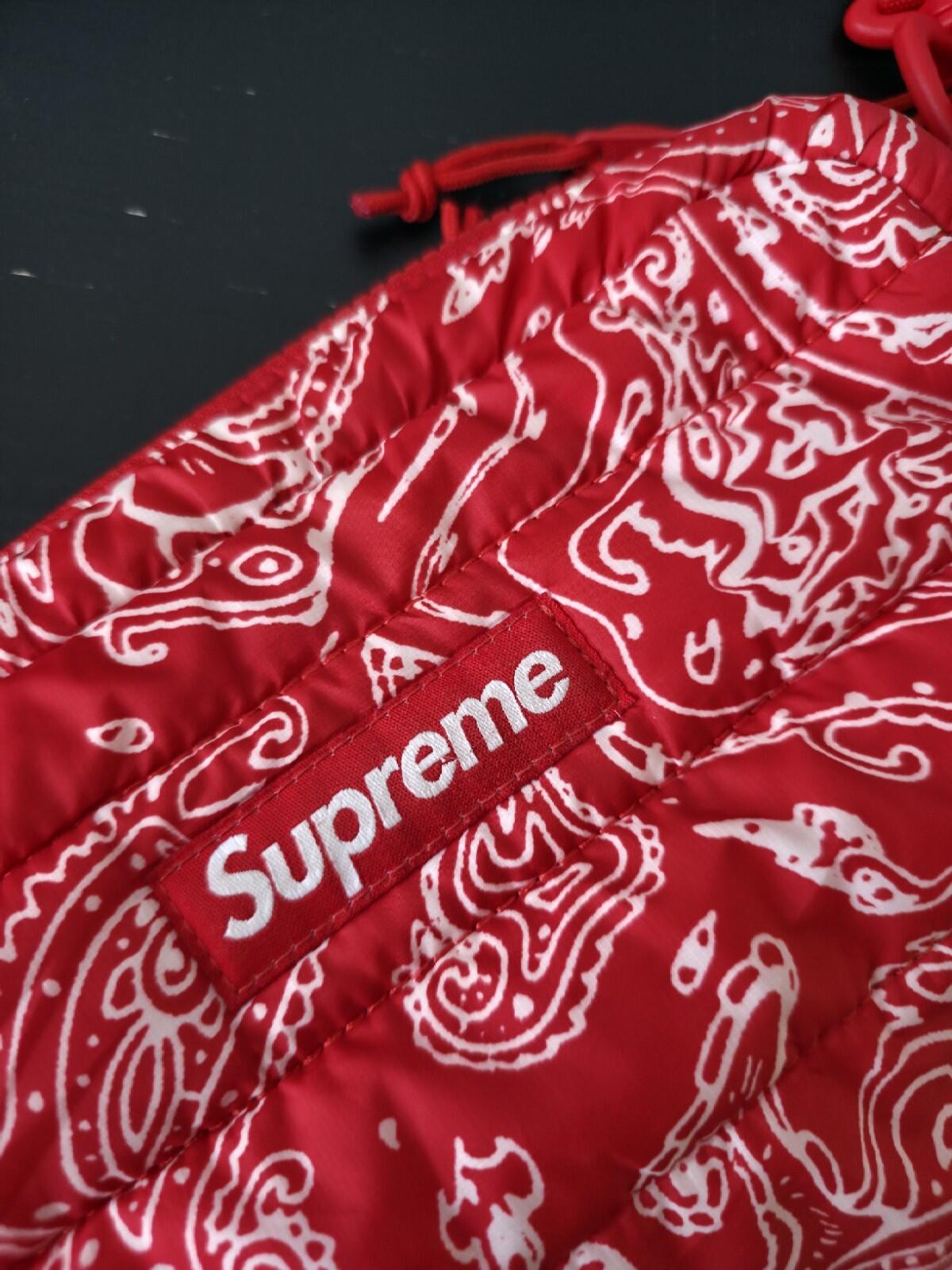 FW22 Supreme Puffer Side Bag Shoulder Red Paisley Water Resistant