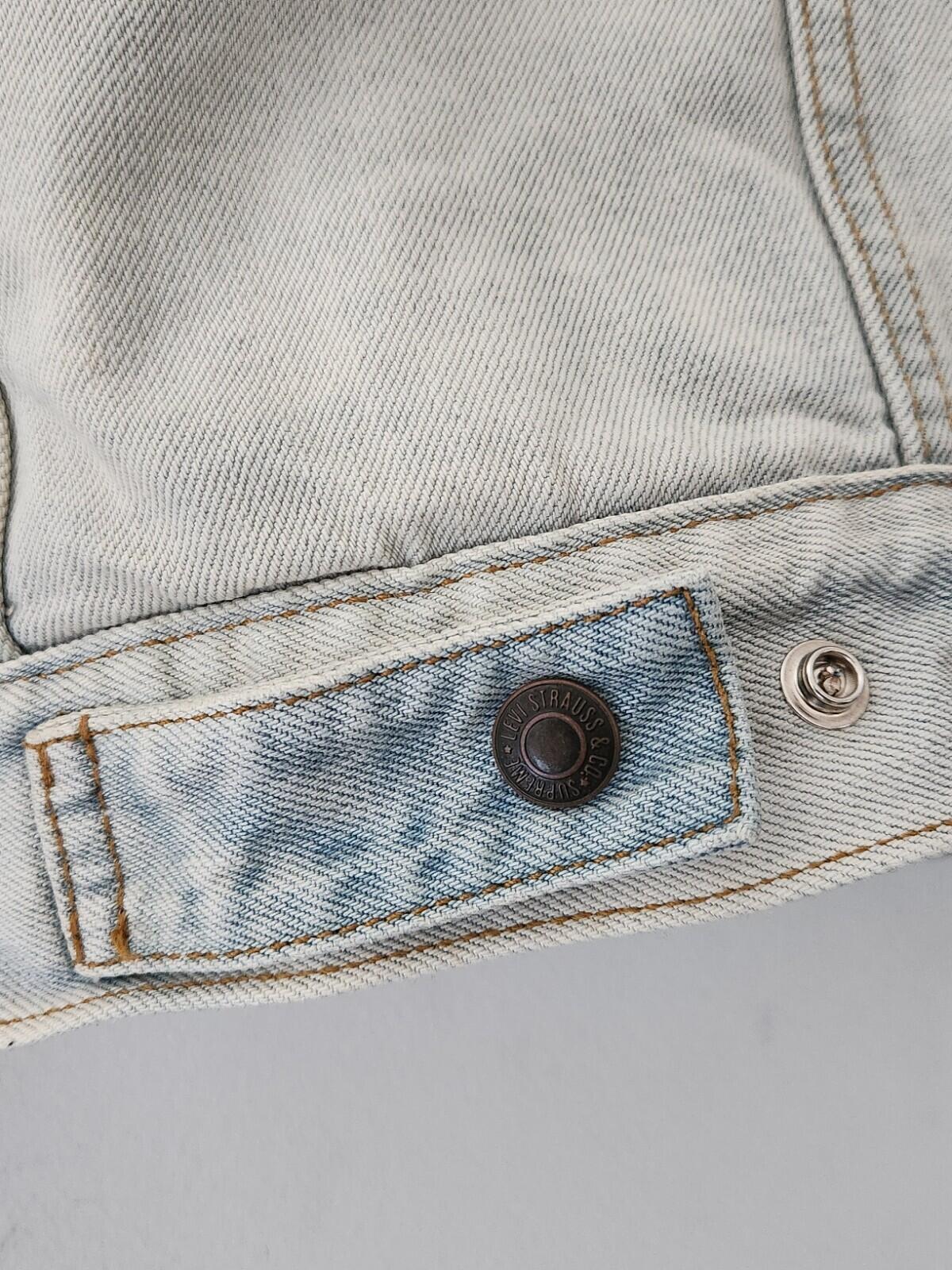 FW16 Supreme Levis Bleached Sherpa Trucker Denim Jacket Size M