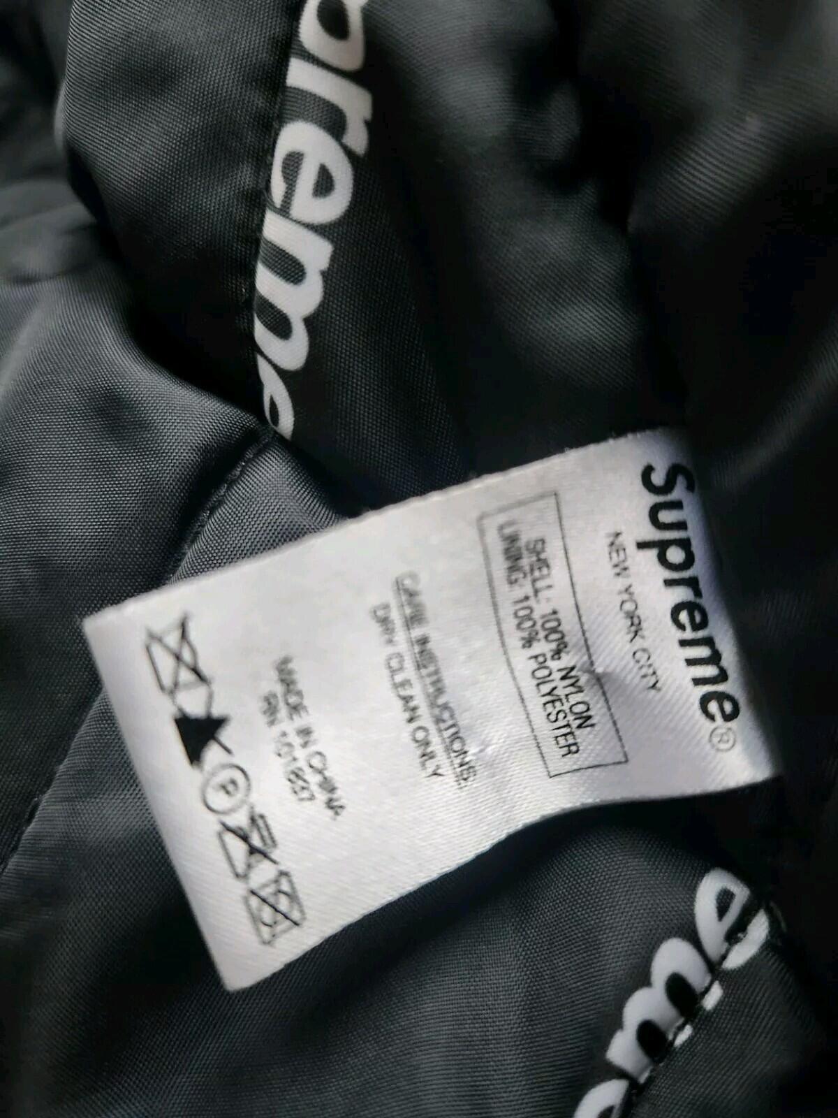 FW15 Supreme 2Tone Hooded Sideline Jacket Black Tackle Twill Logo White M Medium