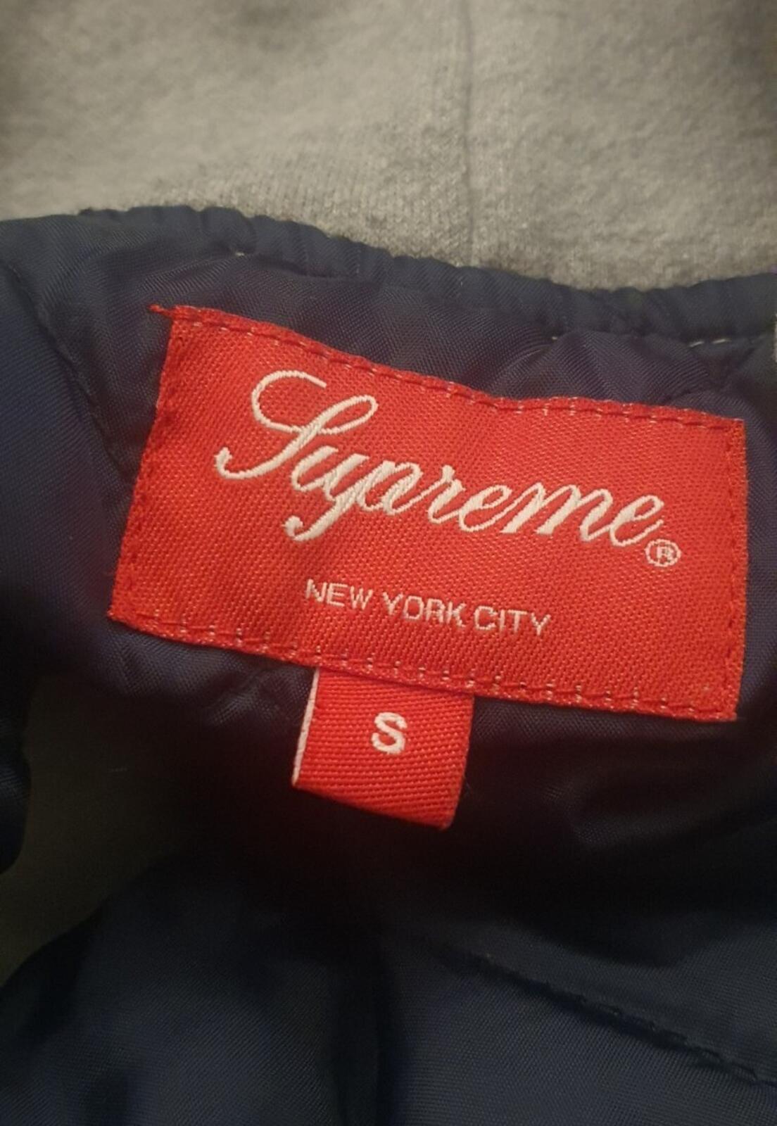 FW22 Supreme Fleece Hooded Denim Shirt Blue Size S