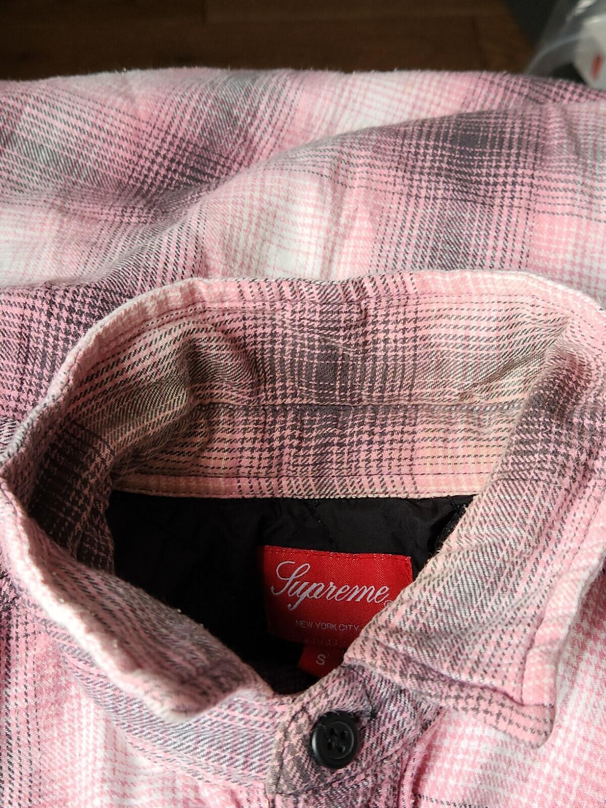 FW16 Supreme Quilted Flannel Shirt Size S Small Plaid White