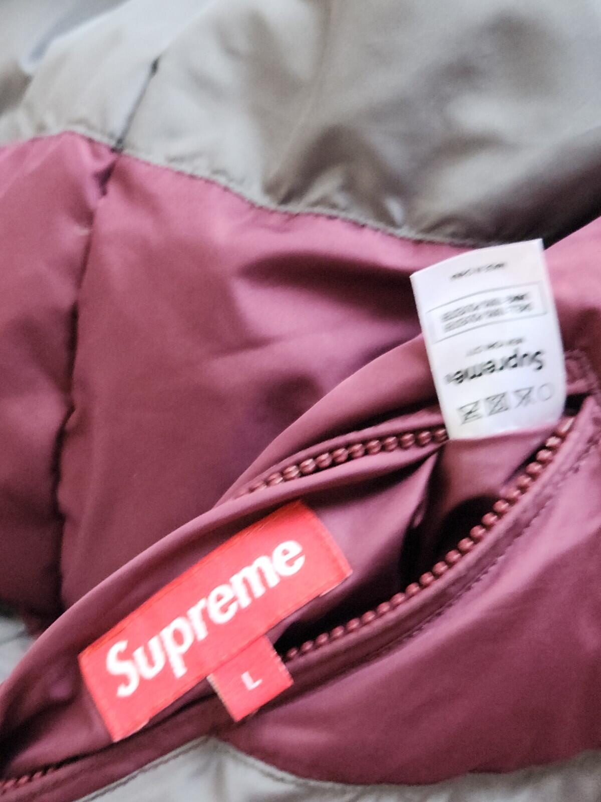 FW12 Supreme Reversible striped down jacket L Large puffer